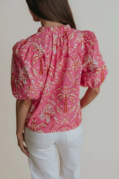Alix Blouse - Pink Palm