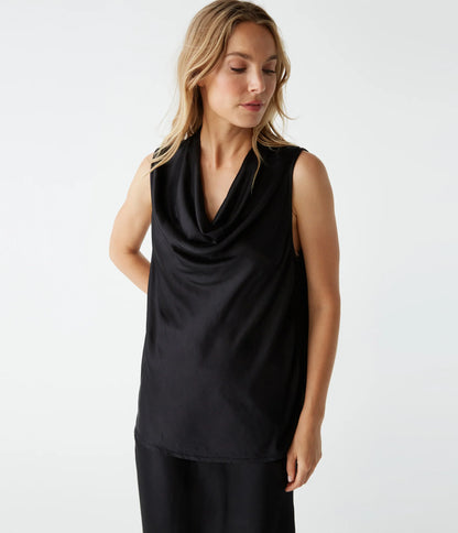 Mitzi Satin Sleeveless Cowl Neck Top