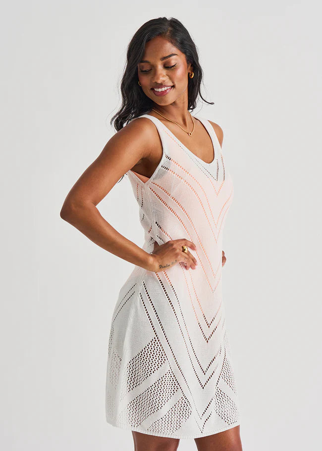 Cover Up Dress Sleeveless Crochet - True White - BAY WINDOW