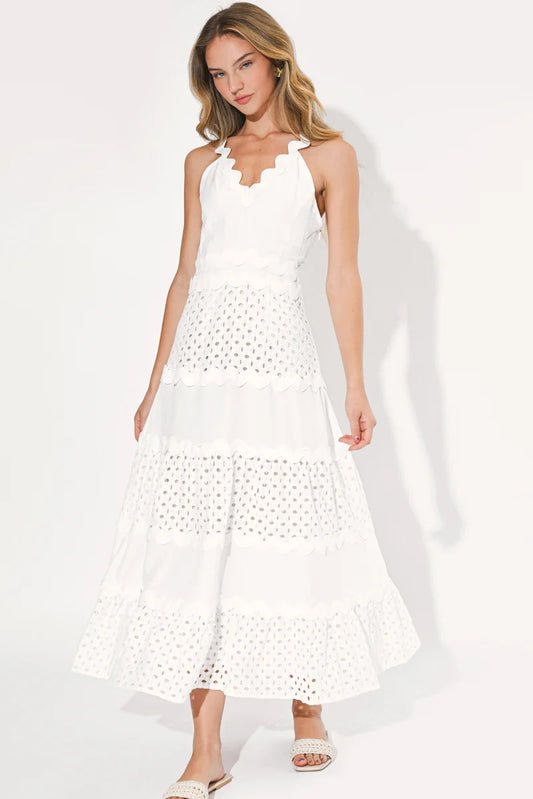 Emma Mixed Media Maxi Dress - White