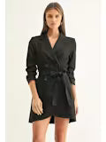 Lyanna Pleated 3/4 Chambray Blazer Dress