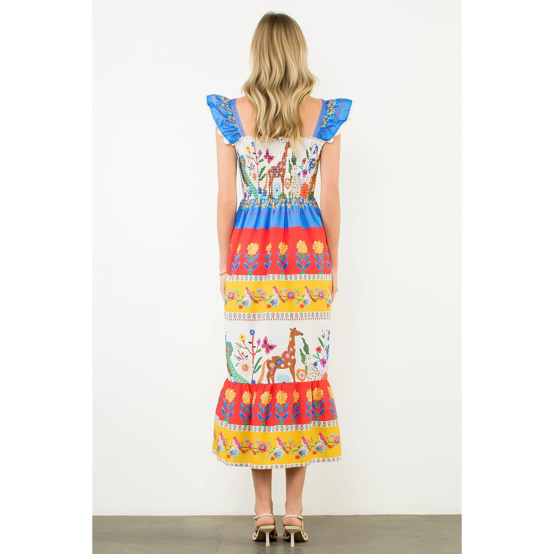 Flutter Sleeve Floral Maxi Dress