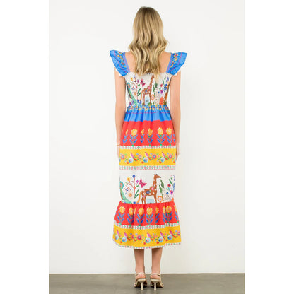 Flutter Sleeve Floral Maxi Dress