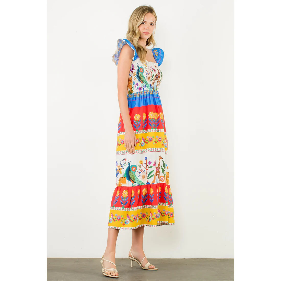 Flutter Sleeve Floral Maxi Dress