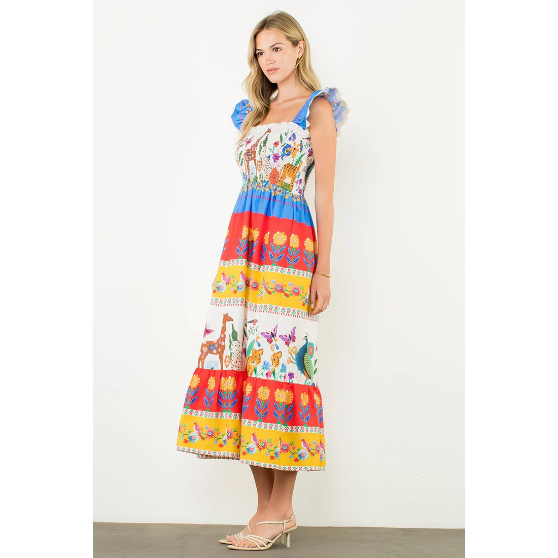 Flutter Sleeve Floral Maxi Dress