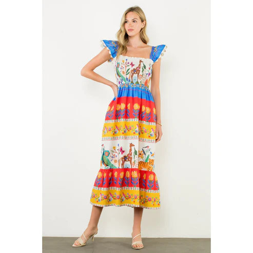 Flutter Sleeve Floral Maxi Dress