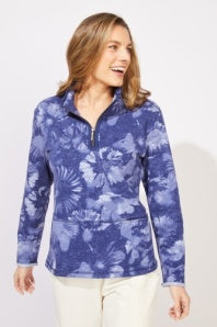 Floral Fleece Quarter Zip Pullover