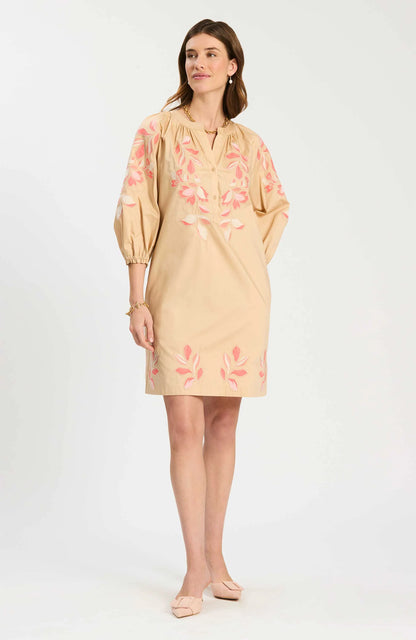 Sara Dress - Hazel/Peachy Floral Applique