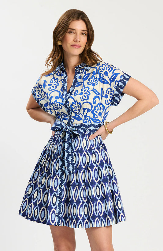 Hailey Cotton Graphic Folly Dress - Multicolor