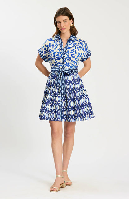 Hailey Cotton Graphic Folly Dress - Multicolor