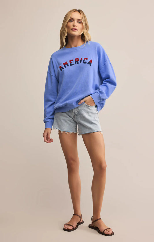 America Sunday Sweatshirt - Surf Blue - BAY WINDOW