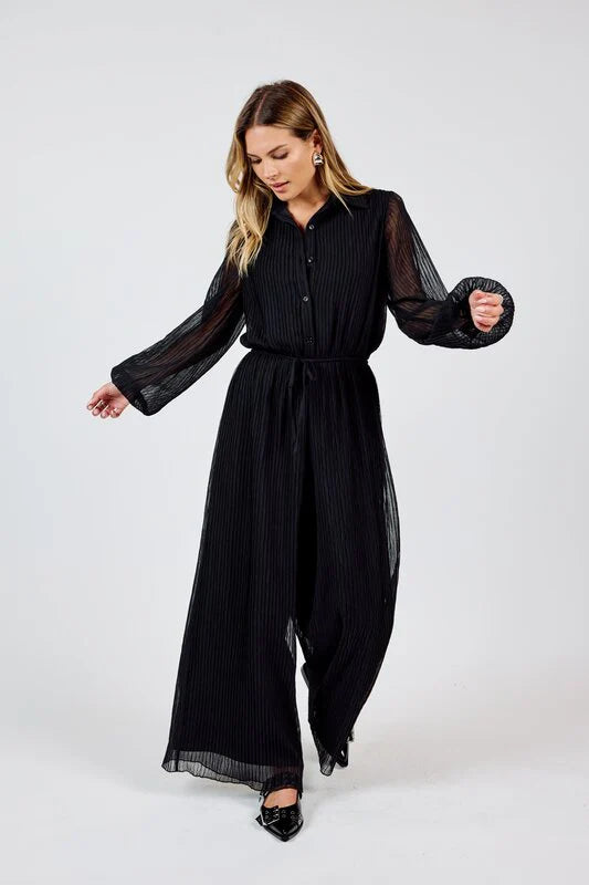 Gathering Button Up Jumpsuit