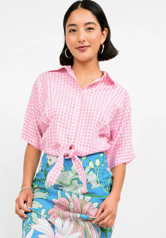 Gingham Check Tie Top - BAY WINDOW