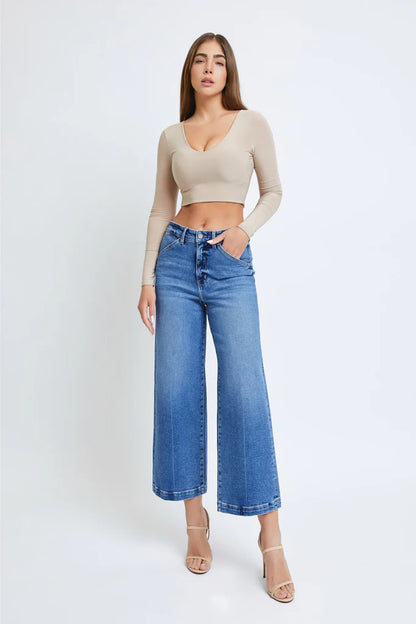 26" Inseam Nori Cropped Wide Leg Trouser