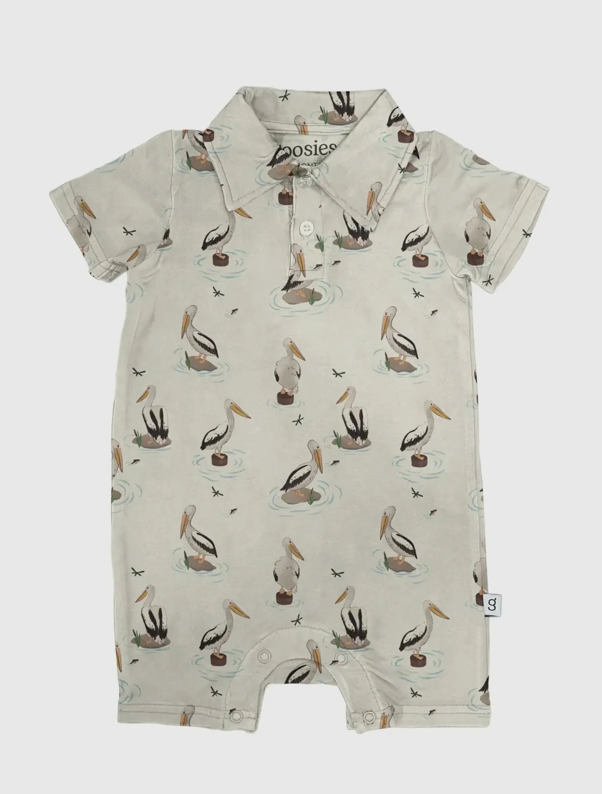 Short Sleeve Polo Romper - Pelicans