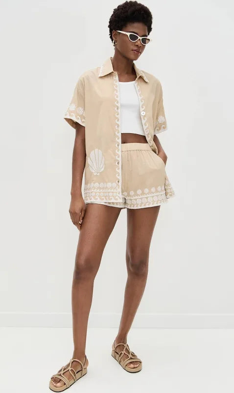 Parker Button Down - Latte Capri Shells - BAY WINDOW