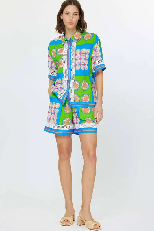 Elastic Waist Shorts w/ Crochet Detail - Multicolor - BAY WINDOW