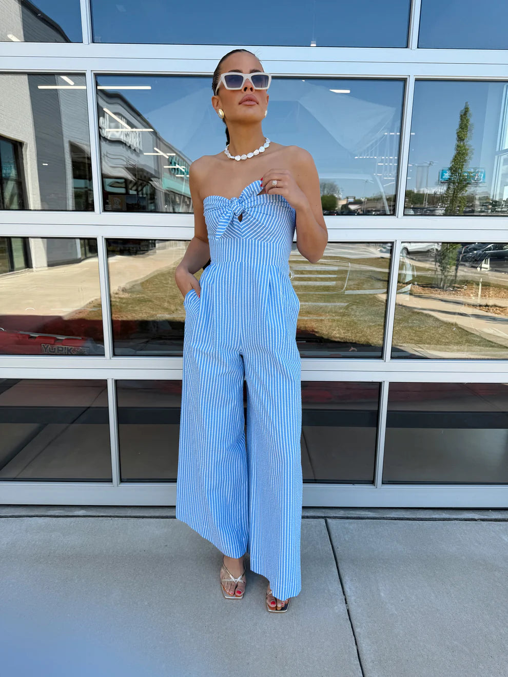 Tessa Romper - Blue/White - BAY WINDOW