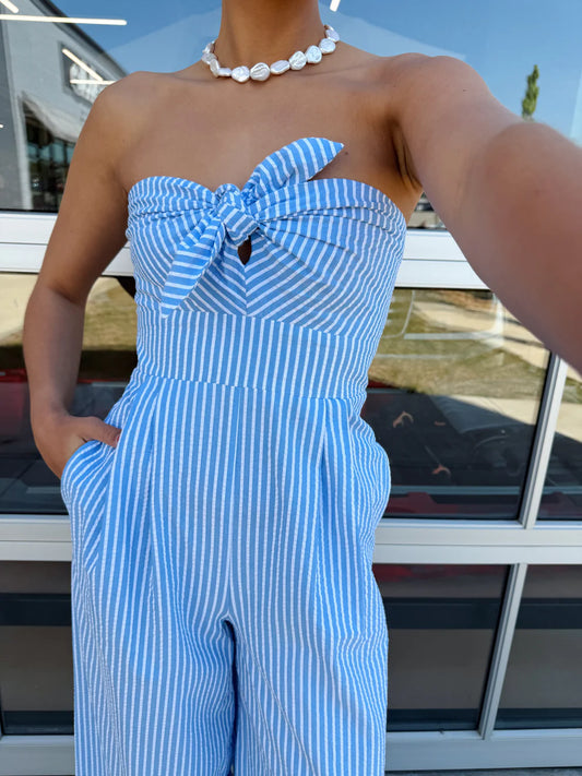 Tessa Romper - Blue/White - BAY WINDOW