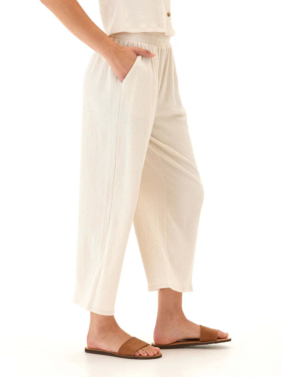 Ivanna Smocked Jersey Wide Leg Pant - Aspen