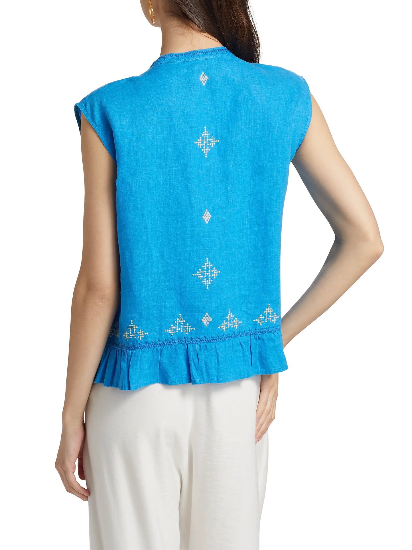 Jaanvi Peplum Cap Sleeve Blouse - Diva Blue - BAY WINDOW