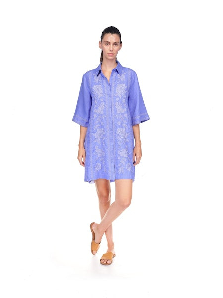 Kimono Sleeve Linen Shirt Dress - Camille