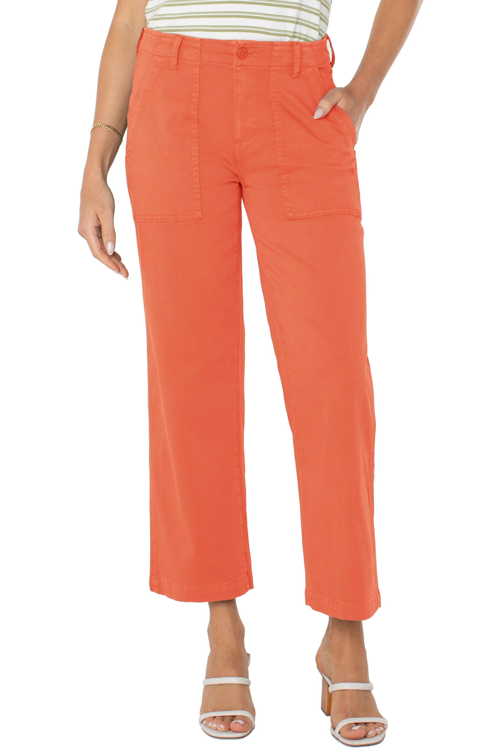 Cargo Crop Wide Leg 26" Inseam - Papaya - BAY WINDOW