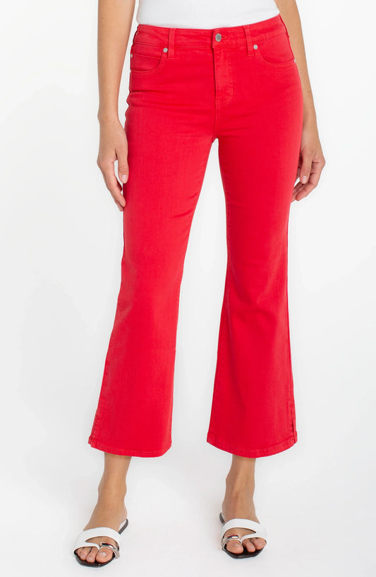 Hannah Cropped Flare w/ Slit Hem 25.5" Inseam - Cherry Rose