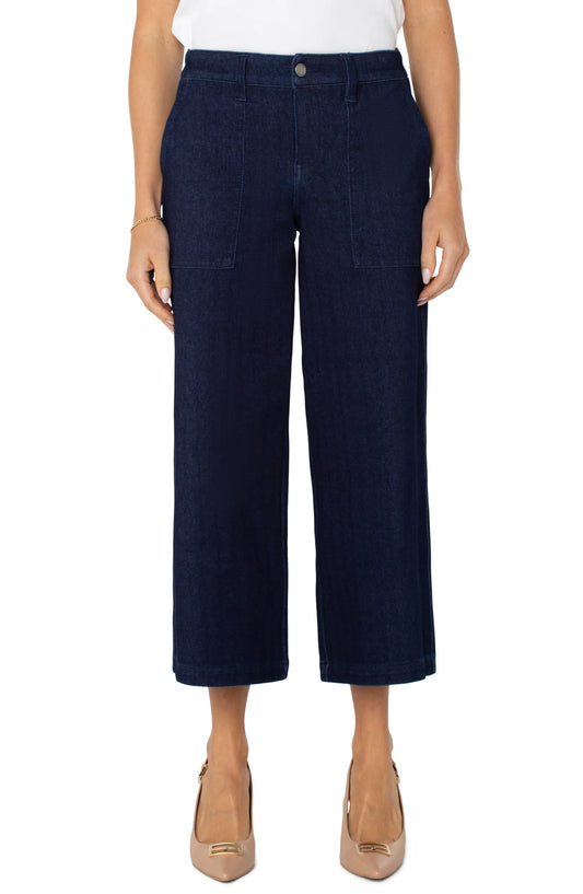 Wide Leg Cargo Crop - Indigo Rinse