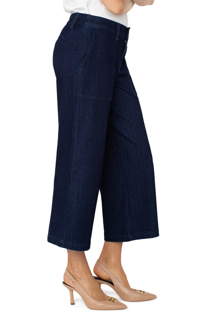 Wide Leg Cargo Crop - Indigo Rinse