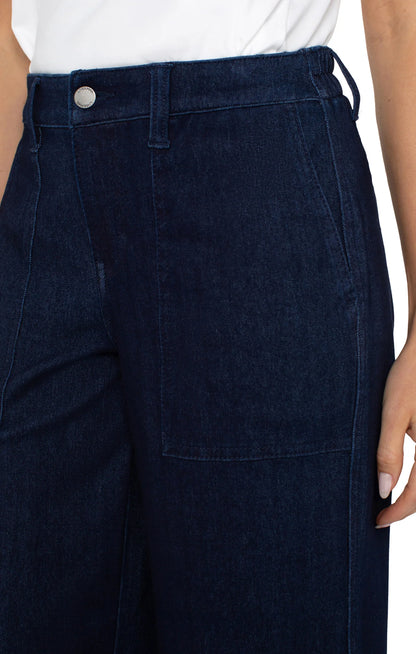 Wide Leg Cargo Crop - Indigo Rinse