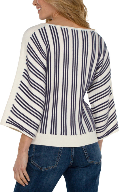 3/4 Length Dolman With Vertical Stripe Detail Top