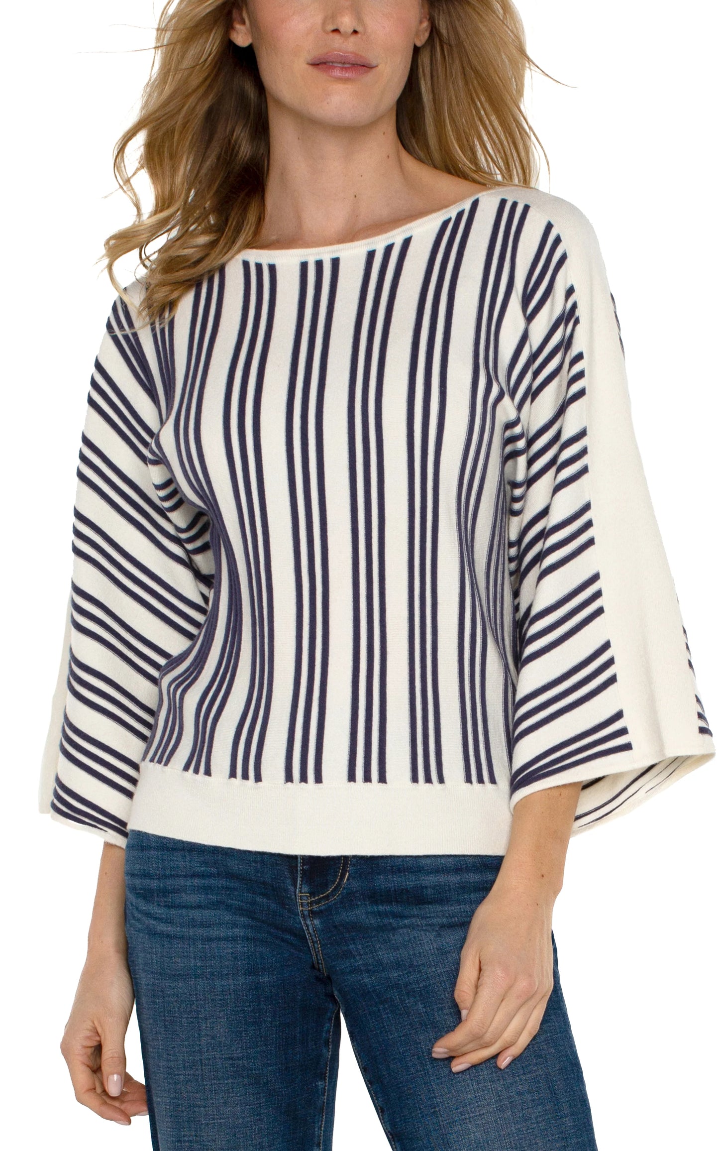 3/4 Length Dolman With Vertical Stripe Detail Top