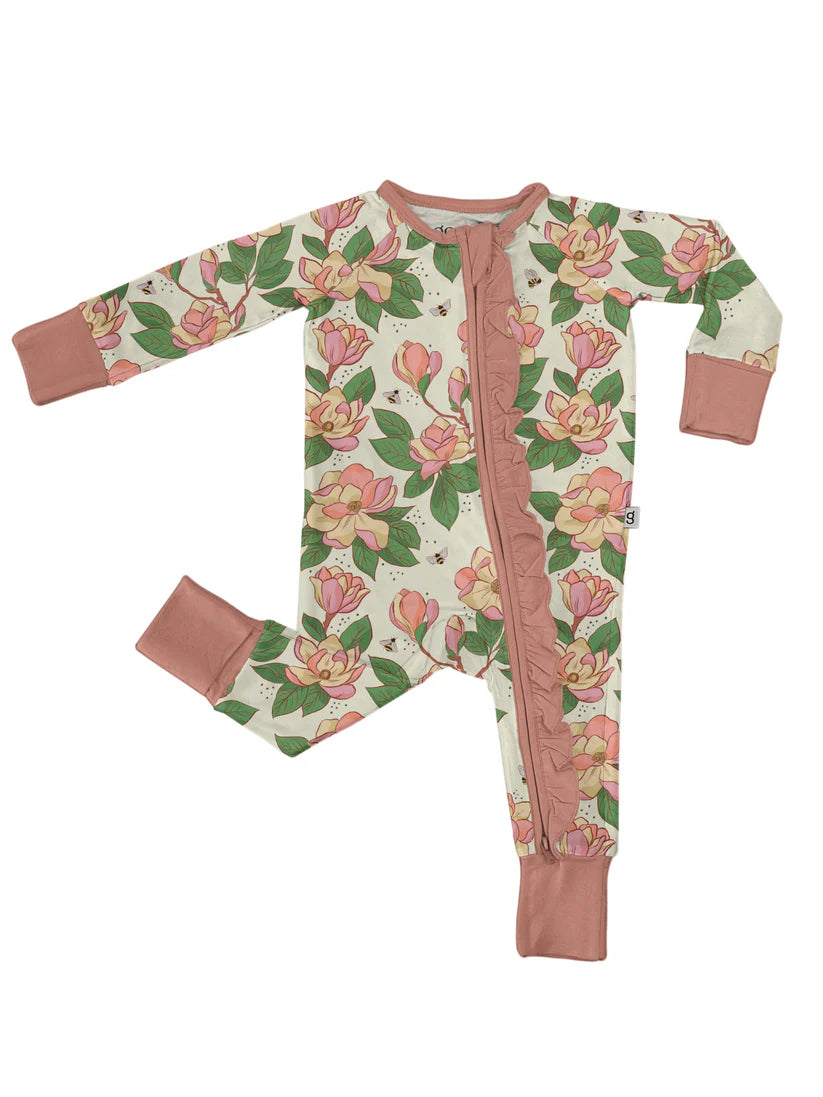 LS Zip Pajamas - Magnolias