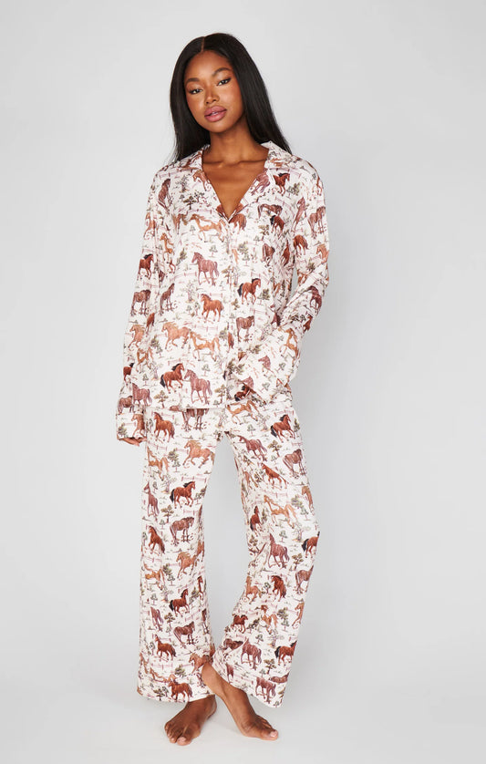Classic PJ Set - Country Horses Jersey - BAY WINDOW