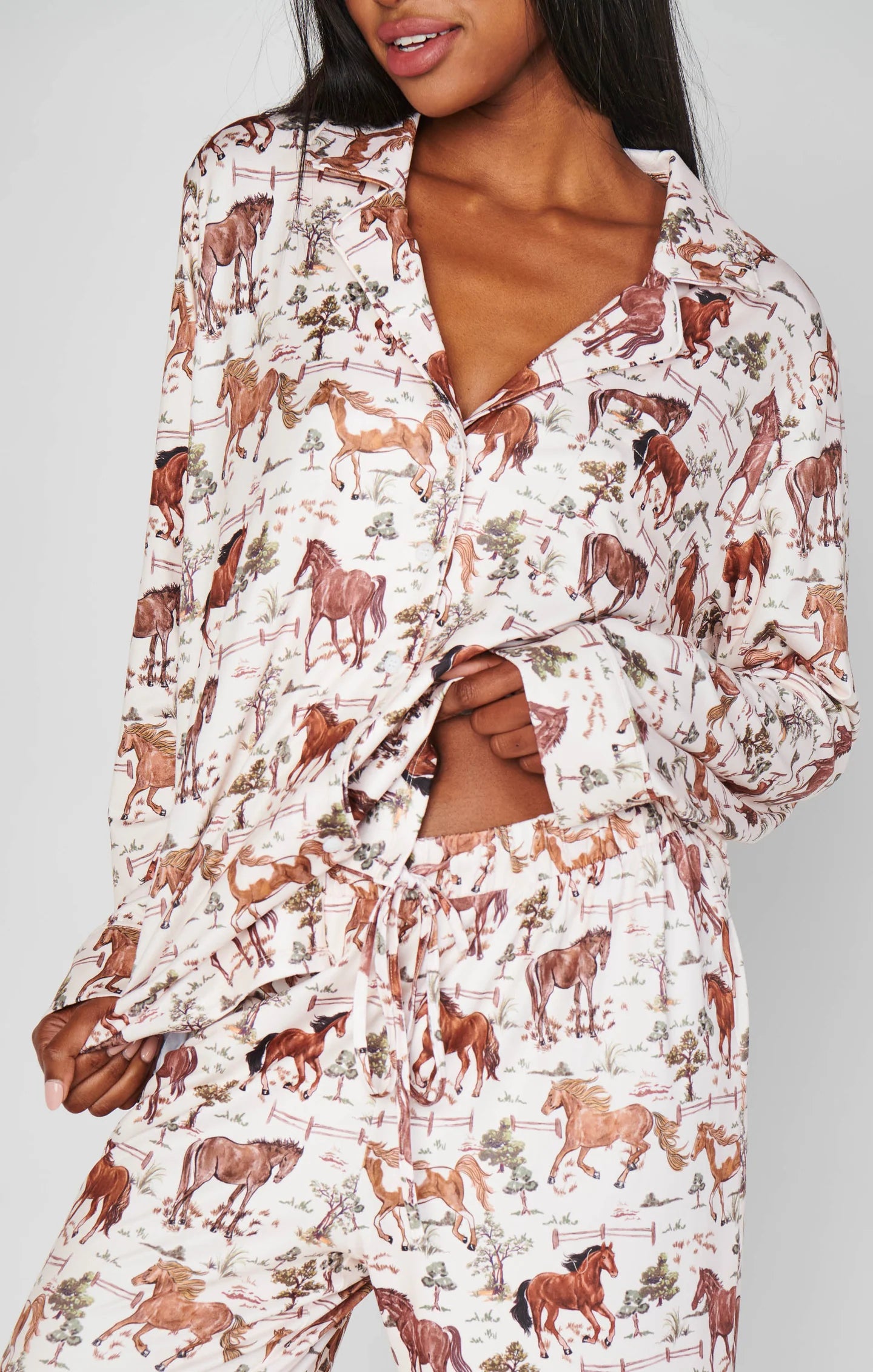 Classic PJ Set - Country Horses Jersey - BAY WINDOW