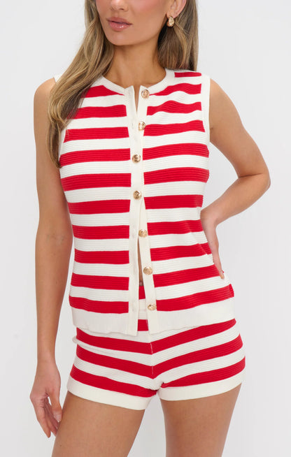 Devin Tank - Red Stripe Delight Knit - BAY WINDOW