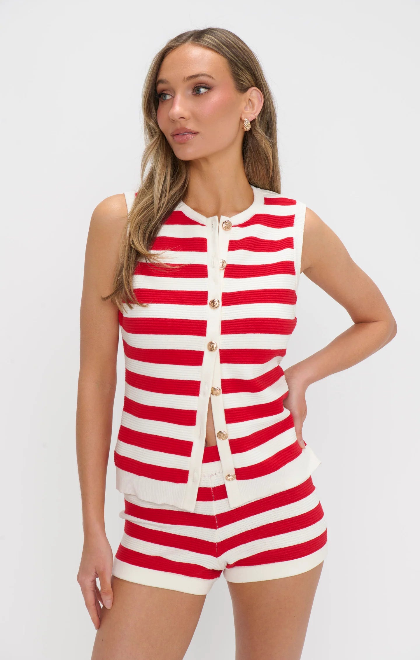 Devin Tank - Red Stripe Delight Knit - BAY WINDOW