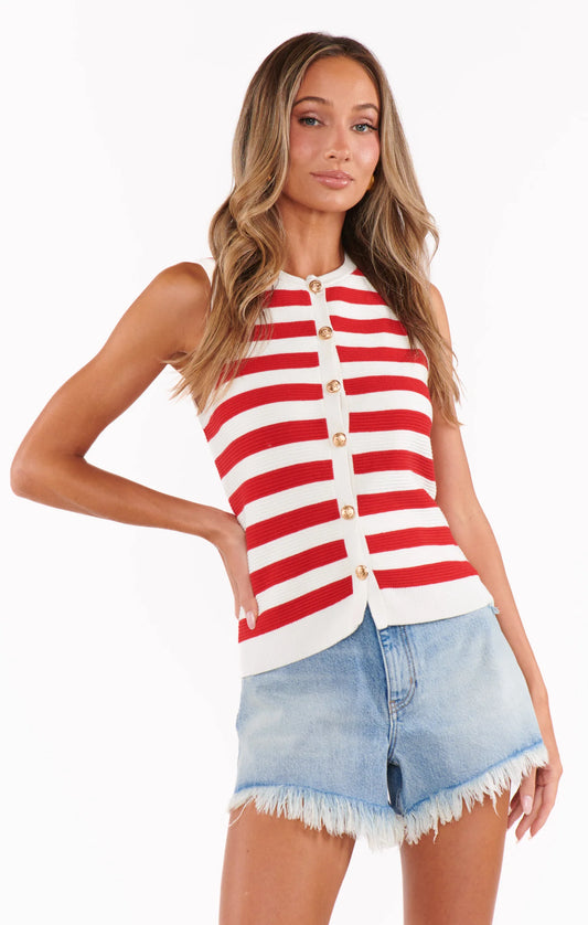 Devin Tank - Red Stripe Delight Knit - BAY WINDOW