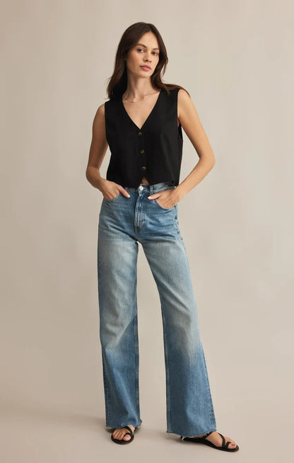 Marta Linen Vest - Black