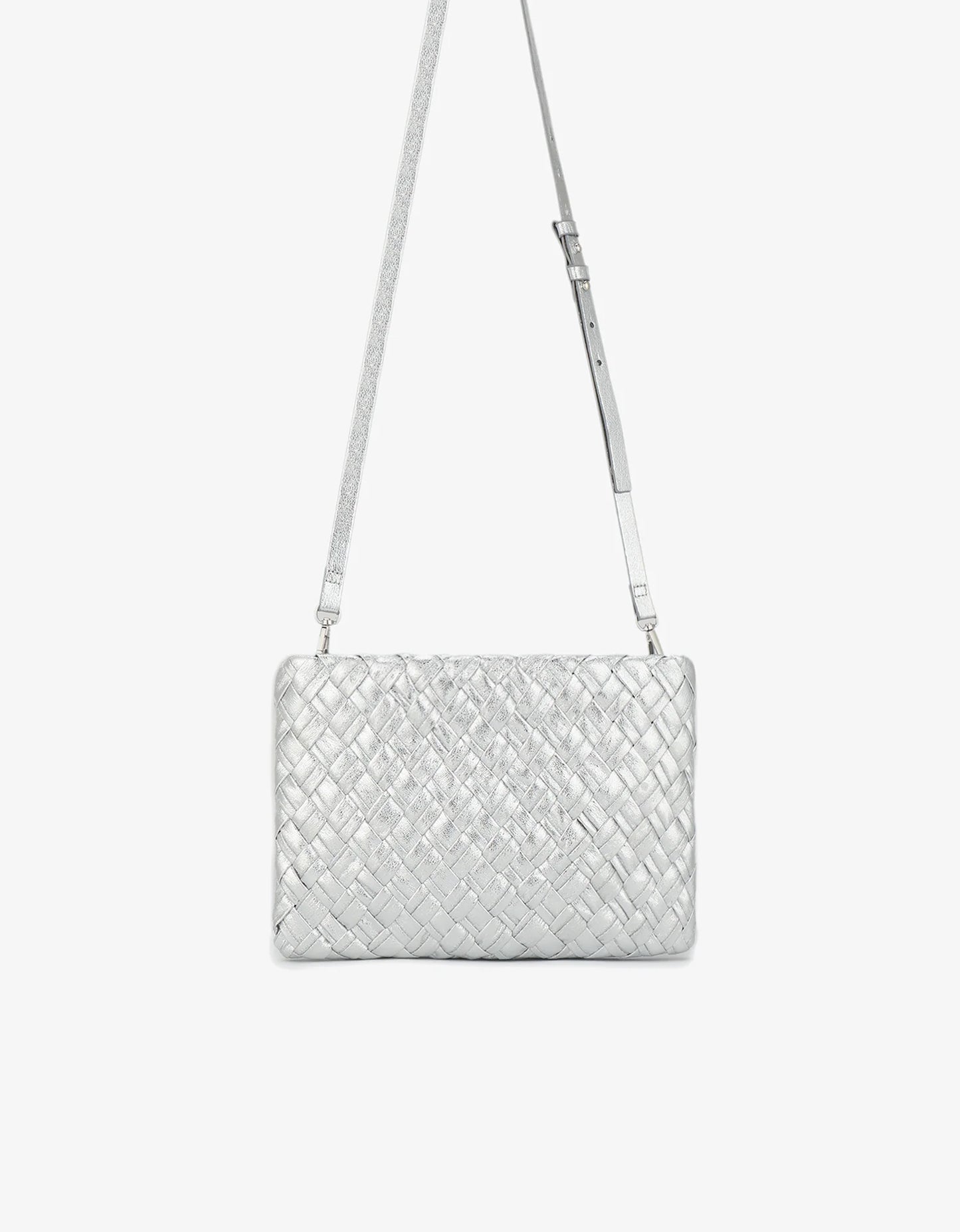 Nieves Woven Clutch - Silver - BAY WINDOW