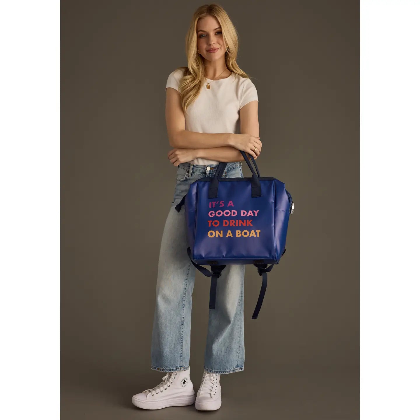 Navy Drink on a Boat Cooler Backpack - BAY WINDOW