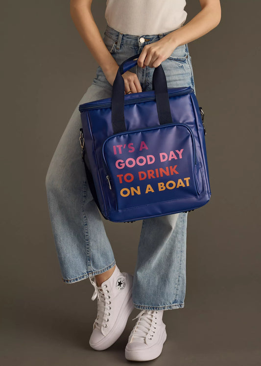 Navy Drink on a Boat Cooler Handbag - BAY WINDOW