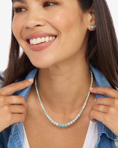 Not Your Basic Graduated Ombre Tennis Necklace - BAY WINDOW