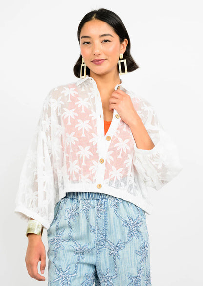 Palm Mesh Shacket - Ivory