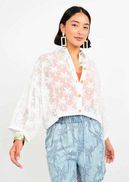 Palm Mesh Shacket - Ivory