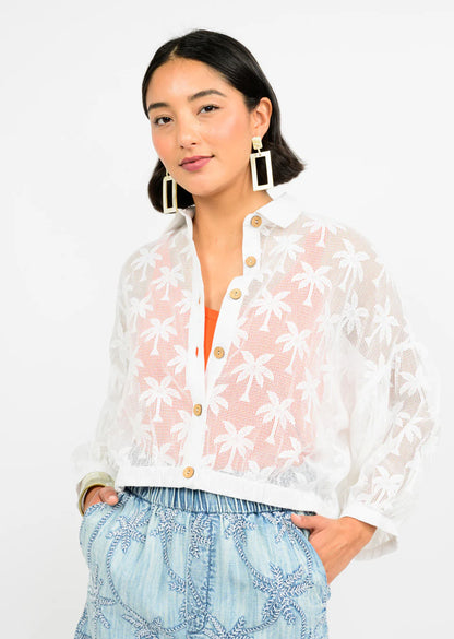 Palm Mesh Shacket - Ivory