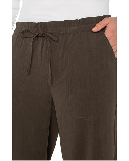 Pull On Tie Waist Wide Leg Ankle 26" Inseam - Black Olive