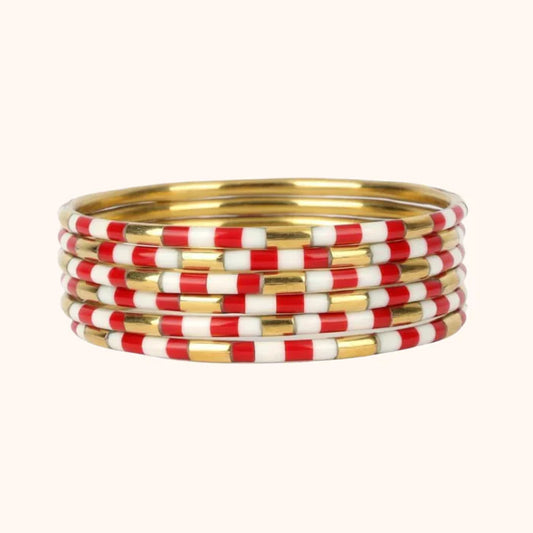 Veda Bangles (Set of 6) - Red/White - BAY WINDOW