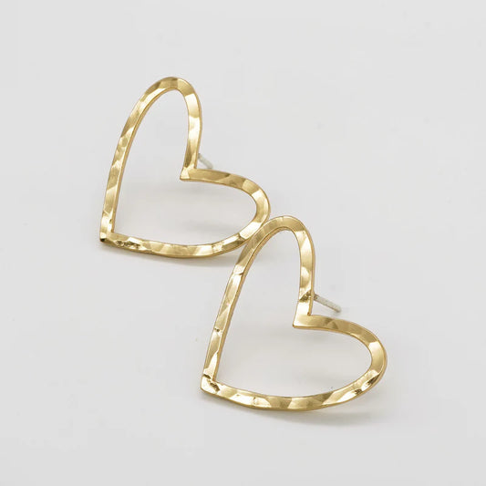 Hammered Heart Studs